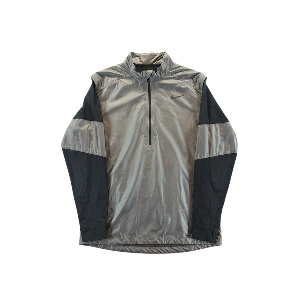 Nike Golf Jacket Mens XL Gray Black Convertible Zip Off Sleeve 1/4 Zip Pullover